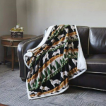 Cozy Wildlife Wolf & Hawk Flannel Throw Blanket with Plush Sherpa Backing (50" x 60") - Image 2
