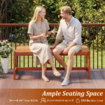 44" Teak Oil Hardwood Backless Outdoor Bench, 530 LBS Load Capacity Patio Dining Bench - Image 8
