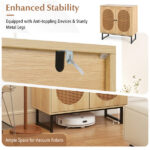 Natural PE Rattan Buffet Cabinet with 3-Level Adjustable Shelf, Boho Style & Soft-Close Hinges - Image 6
