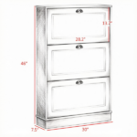 White 3-Flip-Drawer Narrow Shoe Cabinet, 12-Pair Capacity, for Entryway Hallway - Image 3