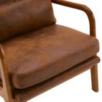 Same Code 28822889 High Back Solid Wood Armrest Backrest Iron Frame Bronzing Cloth Indoor Leisure Chair Orange - Image 11