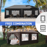 Same Code 74593042 Same Code 39118565 10'x20' Outdoor Party Tent with 6 Removable Sidewalls, Waterproof Canopy Patio Wedding Gazebo, Black - Image 14