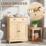 Natural wood color, particleboard with melamine veneer, 60*30*80cm, double doors, single drawer, bathroom vanity - Image 14