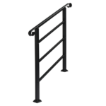 [Same Code 52168185 78675783]Handrails for Outdoor Steps, Wrought Iron Handrail Fits 1 or 3 Steps, Transitional Handrail with Installation Kit, Black - Image 3
