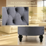 Grey Retro High Back Armless Royal Accent Chair Fabric Upholstered Tufted Seat for Living Dining And Bedroom - Image 7