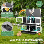2 Story Solid Wood Rabbit Hutch Bunny Cage with 2 Large Main Rooms, Indoor Outdoor Rabbit House Guinea Pig Cage Pet House for Small Animals with 2 Removable Trays, Grey - Image 10
