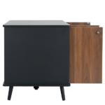 Litter Box Enclosure, Cat Litter Box Furniture with Hidden Plug, 3 Doors,Indoor Cat Washroom Storage Bench Side Table Cat House, Large Wooden Enclused Litter Box House, Black and Walnut - Image 12