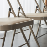 4pcs Elegant Foldable Iron & PVC Chairs for Convention & Exhibition Light Brown - Image 28