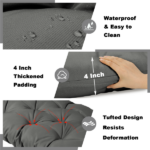 Outdoor Bench Cushion, 60 × 20 × 4 Inch, Tufted Waterproof Swing Cushion with Ties, for Patio Bench or Window Seat - Image 3