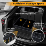13 Gallon Car Trunk Organizer - 3 Compartments+6 Pockets, 600D Oxford Fabric, Non-Slip Base, Black - Image 6