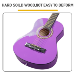 Purple 30-inch Round Acoustic Guitar with Picks, Strings, Capo, Case, Tuner, and Strap - Image 4