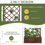 Wood Planter Raised Garden Bed with Trellis, 67 Inch Height Outdoor Garden Flower Standing Planter Box Lattice Panels with Planter for Patio Porch with Drainage Holes, Brown - Image 10