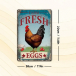 CIFbuy Vintage Metal Tin Sign Chicken Farm Fresh Eggs" 8x12 Inch Retro 2D Flat, Wall Art Waterproof Rustproof Poster Farmhouse Decor Fresh EggikTok, Fresh EggikTok, t Self-pickup Logiopics - Image 3