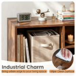 Rustic Brown 8-Cube Open Bookshelf with Top Display Shelf, Engineered Wood Freestanding Book Storage Organizer with Anti-Tipping Kit for Living Room Bedroom Office - Image 4
