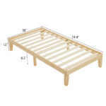 Simple & Sturdy Twin Bed Frame – Painted Pine Wood, Natural Finish - Image 2