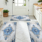 Three-piece kitchen rug set, non-slip and washable, abstract pattern kitchen hallway rug, soft and comfortable, suitable for sinks, floors, entrances, hallways and bathrooms. - Image 10