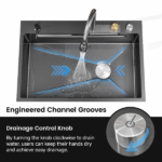 Waterfall Kitchen Sink, Stainless Steel Single Bowl in Black, Multifunctional Workstation with Flying-rain Faucet and Cutting Board, 33x22″ Stainless Steel Single Bowl Sink[Unable ship on weekends, TK/TEMU only for pickup, only TX10643 warehouse supports GOFO] - Image 10