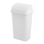 (2 pack)Kitchen Trash Can, 13 Gallon Plastic Garbage Bin with Swing Top Lid, White - Image 2