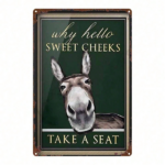 CIFbuy Metal Sign "Why Hello Sweet Cheeks Take A Seat" 8x12 Inch, Cute Donkey Face Wall Art, Vintage Western Rustic Farmhouse Decor, Fu TikTok, TikTok, ace Wall Art, Vintage Western Rustic Farmhouse Decor Self-pickup Logiopics