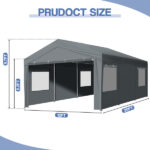 12x20 ft Carport Car Port Canopy Grey - Image 7