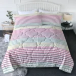Striped Comforter Set Twin Size, Rainbow Comforter Bedding Set Pink Yellow Green Purple, 3 Piece, 1 Comforter (80"x90") and 2 Pillow Shams (20"x26")