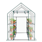 Large Walk-in Greenhouse with PE Cover & Side Windows, 12-Shelf Indoor Outdoor Portable Greenhouse for Garden Backyard, 56 x 85 x 77", White - Image 3