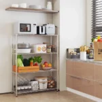 4-Layer Adjustable Shelf Iron Household Shelf without Wheels 35.43*13.78*55.12in Silver-Gray