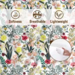 3 pcs Colorful Wildflower Botanical Quilted Bedspread Set, Vibrant Floral Print Quilt Set with Pillow Shams, Lightweight Reversible Coverlet, Boho Garden Bedding for Bedroom Decor temu can only be self-picked up - Image 9