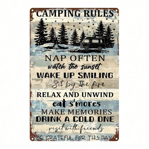CIFbuy 1pc Camping Themed Decorative Sign, Rustic Wall Art With Iconic Character, 8x12 Inch Plaque For Living Room, Game Room & Kids Ro TikTok, TikTok, r, 8x12 Inch Plaque For Living Room Self-pickup Logiopics