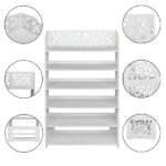 Wood-plastic Board Six Tiers Carved Shoe Rack White B - Image 22