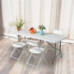 6' Folding Table Portable Plastic Indoor Outdoor Picnic Party Dining Camping Tables - Image 28
