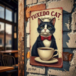 CIFbuy Vintage Cat Coffee Metal Sign 8x12 Inch, Retro" Tuxedo Cat Chef Hat Wall Art, Durable 2D Flat Iron Plaque, 2D Flat Iron Plaque, Playful Kitchen Decor Inch, RetrikTok, Inch, RetrikTok, t Self-pickup Logiopics - Image 4
