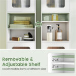 67" Tall Slim Bathroom Storage Cabinet with Fluted Doors, Adjustable Shelf Freestanding Narrow Organizer - White - Image 9