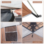 240*240*150cm Spring Quick Opening Four-Person Family Tent Camping Tent Brown - Image 15