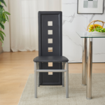 Same Code 02878244 5 Pieces Dining Table Set for 4, Kitchen Room Tempered Glass Dining Table, 4 Chairs, Black Table legs are silvery - Image 14