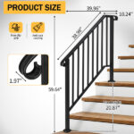 [Same Code 11384510 73142795]Artisasset Matte Black Outdoor 3 Level Iron Handrail - Image 20