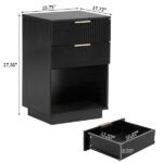 Black P2 Density Board Wavy Pattern Drawer Front 454070cm Two-Drawer Bedside Cabinet - Image 4