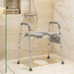 Adjustable Raised Toilet Seat (25.5"-28" Width x 27"-31" Height), 300LBS Capacity with Armrests & Storage Pouch - Image 7