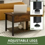 Coffee Table with Storage, Lift-Top Wooden Center Table for Home & Office, Rustic Brown(Shipment from Walmart) - Image 5