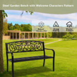 50" Outdoor Welcome Backrest Cast Iron Bench - Image 18