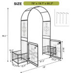 198.5*50*219cm Courtyard Arc Top With Door With Planting Frame Iron Art Iron Arch Black - Image 14