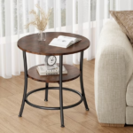 2-Tier Round Side Table Space-Saving End Table for Small Living Room & Bedroom Rust Brown - Image 6