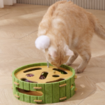 Eco-Friendly Cat Scratcher Toy with Interactive Balls KittenLounge Furniture Protector Multipurpose Cats Play Board forPlaying Clawing Square Design Green & Yellow Felt SisalMaterial Compact Size 30cm - Image 2