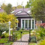 198.5*50*219cm Courtyard Arc Top With Door With Planting Frame Iron Art Iron Arch Black - Image 17