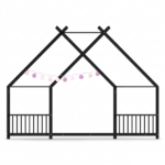 Black House Shaped Twin Size Kids Metal Bed with Side Rails, Platform Bed No Box Spring Needed, Safe & Sturdy Metal Frame for Kids Toddlers, US Standard Size