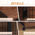 27.2" Dog Crate Furniture with Wheels for Small Dogs, Heavy Duty Dog Kennel Indoor with 2 Doors, Wooden Pet Cage End Table, Double-Doors Sturdy Metal Dog Cage for Anxiety Dog - Image 16