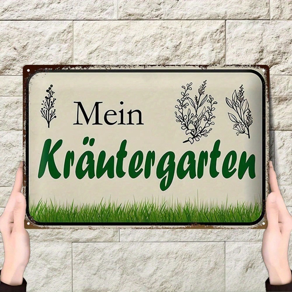 b0e0b6df-8c69-427f-90c2-37919abdcf92.png CIFbuy Vintage Iron Wall Art Rustic Metal Sign My Herb Garden German Text Botanical Illustrations 8x12in 2D Flat Durable Indoor Outdoor TikTok, TikTok, Self-pickup Logiopics - Image 1