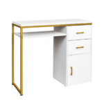 White particleboard and iron pipe, 97*35*78cm, 2 drawers and 1 door, computer desk, suitable for multiple scenarios - Image 12