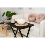 4-Piece Black Rubberwood Indoor Folding TV Tray Table Set with Storage Rack(Shipment from Walmart) - Image 3