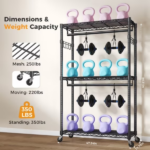 45 Inch Rolling Clothes Rack, Adjustable Metal Shelves, Heavy Duty Clothes Rack with Side Hooks for Household, Laundry Room, Black (Shipment from Walmart) - Image 4